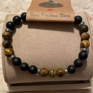 Cedar Paddle semi precious stone brown agate bracelet NWT
